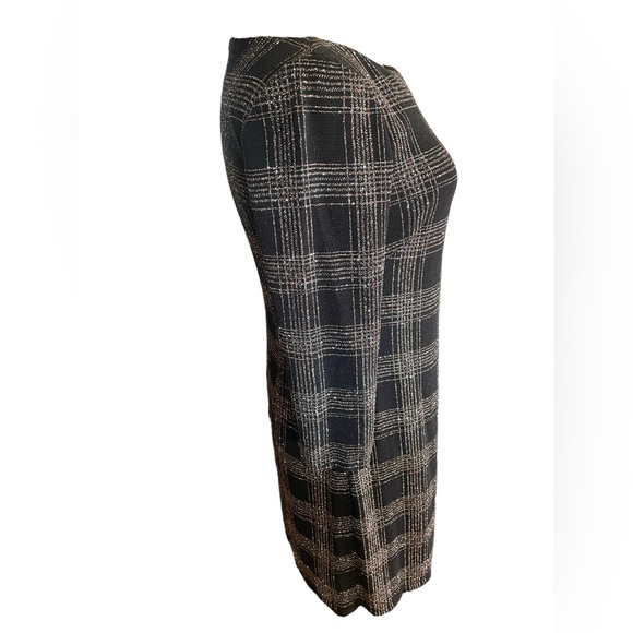 Vince Camuto Sz. 4 3/4 Sleeve Silver Glitter & Black Short Sheath Dress NWT - Picture 2 of 6